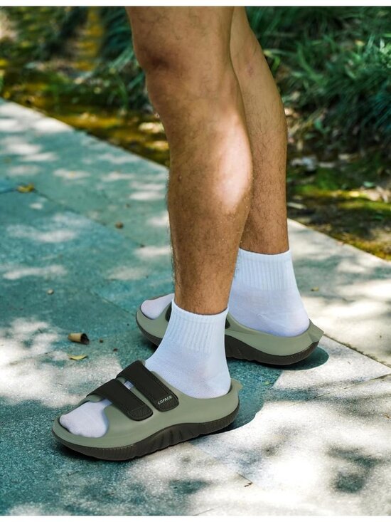 Men\'s Dark Green Recovery Sandals Orthopaedic Walking Slides Adjustable Thick main image 5